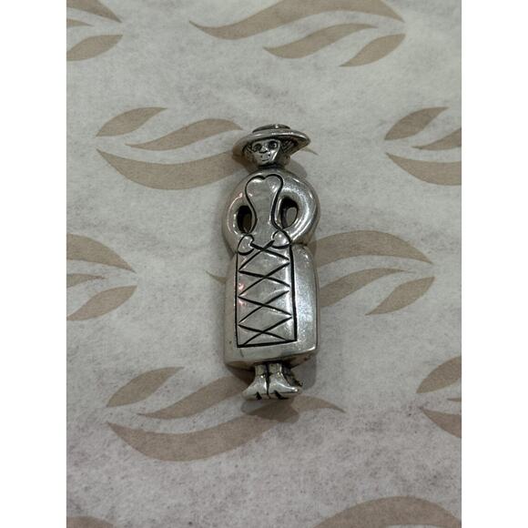 Pre Owned Retired James Avery Silver Prairie Woman / Dutch Girl Pin Brooch RARE - Picture 1 of 3